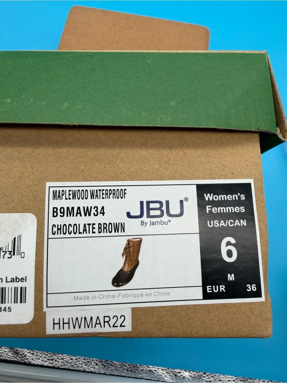 JBU Two-Tone Waterproof Lace-Up Duck Boots in Brown and Black womens US 6
